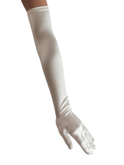 Poirier pitkä valkoinen satiinihansikas morsiamelle